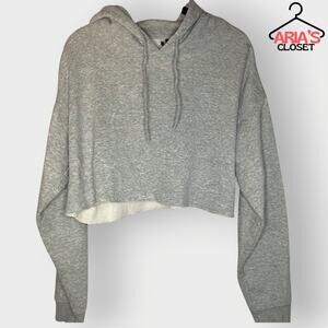 Urban Outfitters Gray Cropped Hoodie Sweatshirt (Size M)